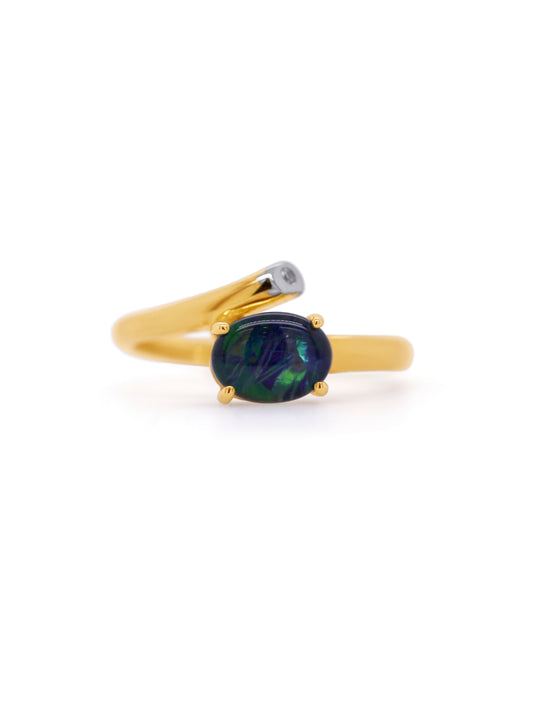 Triplet Opal & Diamond Ring 8x6mm