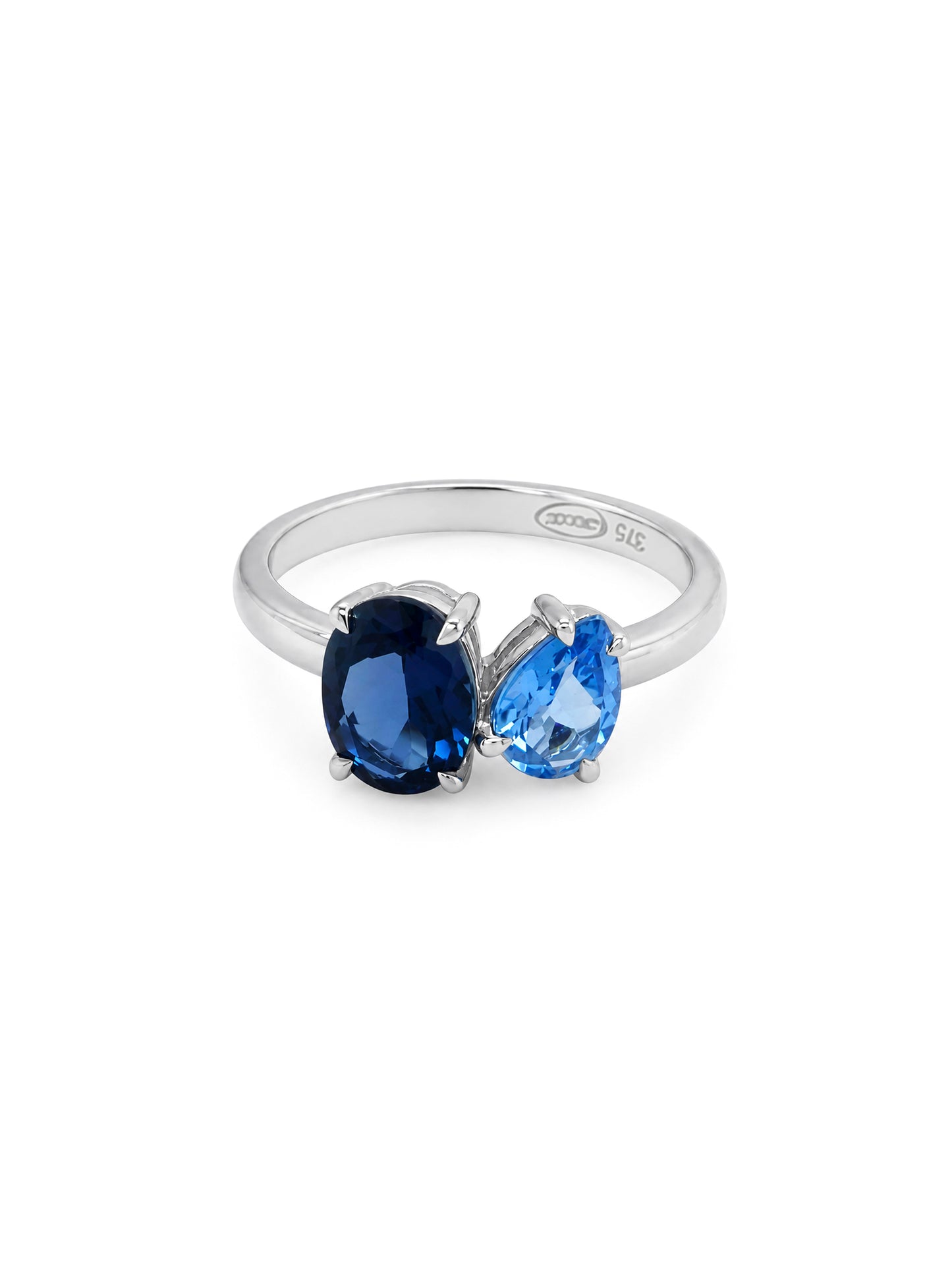 Pear Shape Blue Topaz & Oval London Blue Topaz Dress Ring