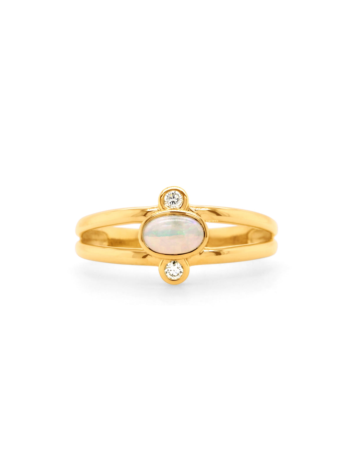 Solid Opal & Diamond Set Dresss Ring Set in 9 Carat Yellow Gold