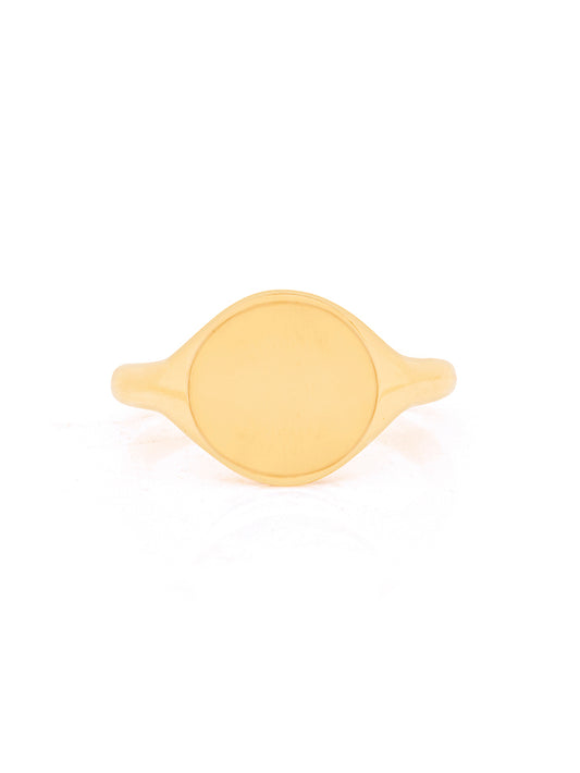 Plain Polished Round Signet Ring, 9 Carat Yellow Gold