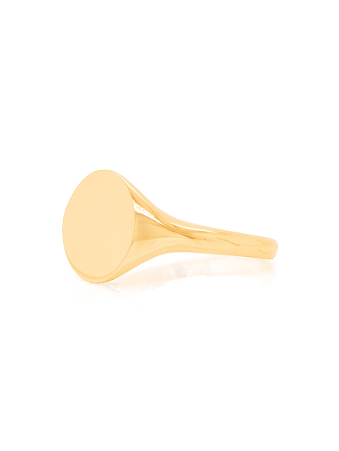 Plain Polished Round Signet Ring, 9 Carat Yellow Gold