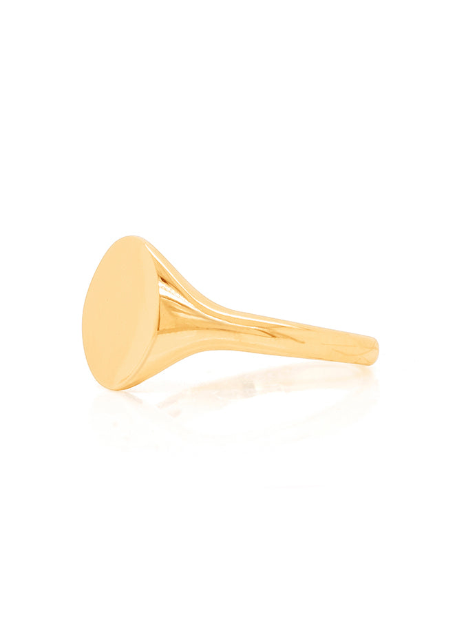 Plain Polished Round Signet Ring, 9 Carat Yellow Gold