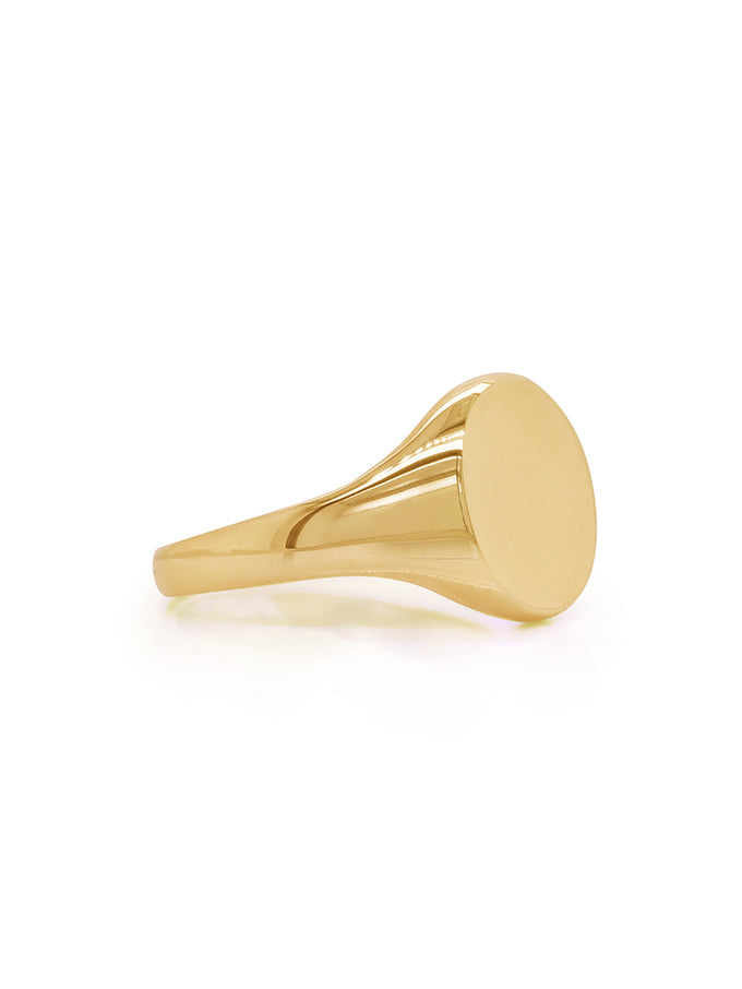 Plain Oval Signet Ring, 13.5mm in 9 Carat Yellow Gold