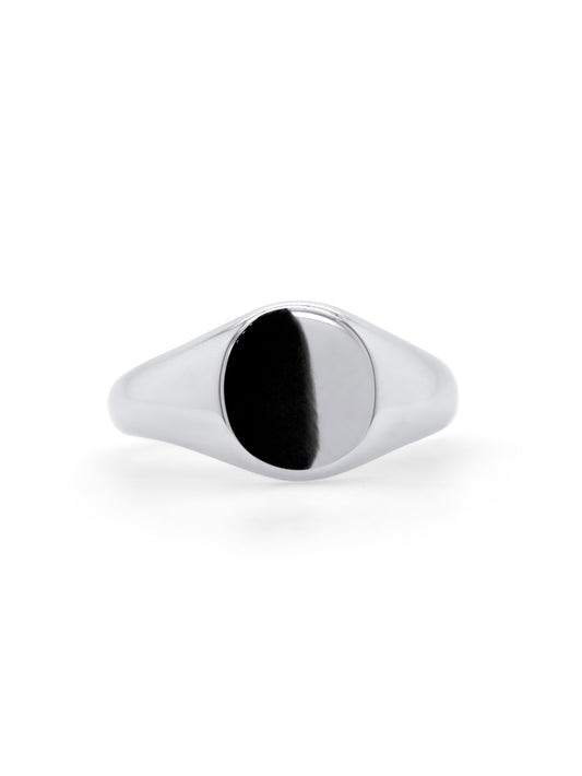 Polished Round Signet Ring in Sterling Silver