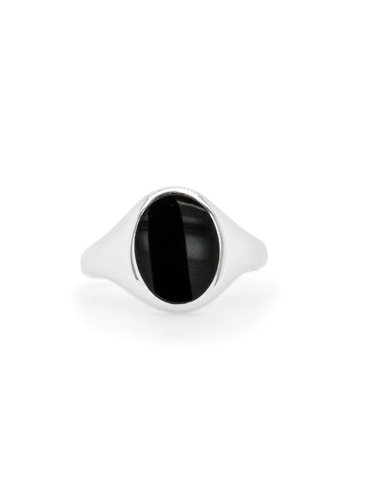 Onyx Oval Signet Ring, Sterling Silver