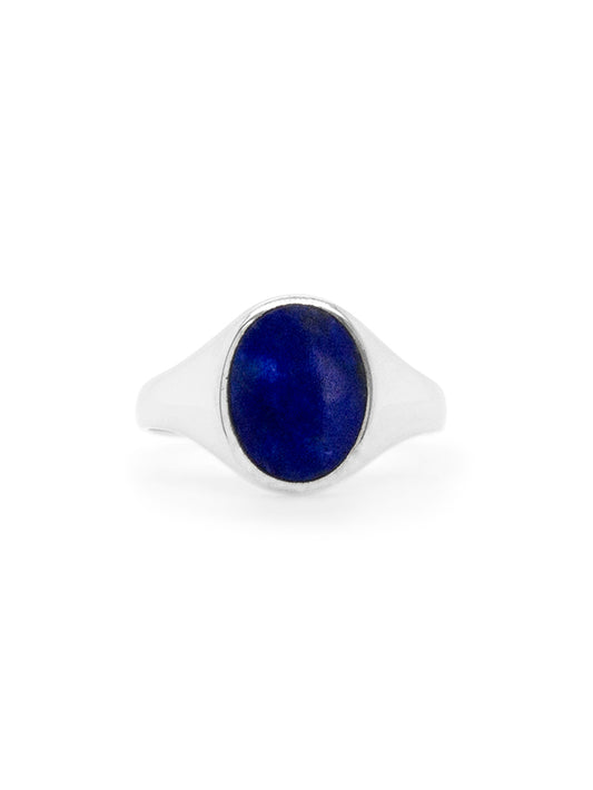 Lapis Oval Signet Ring, Silver