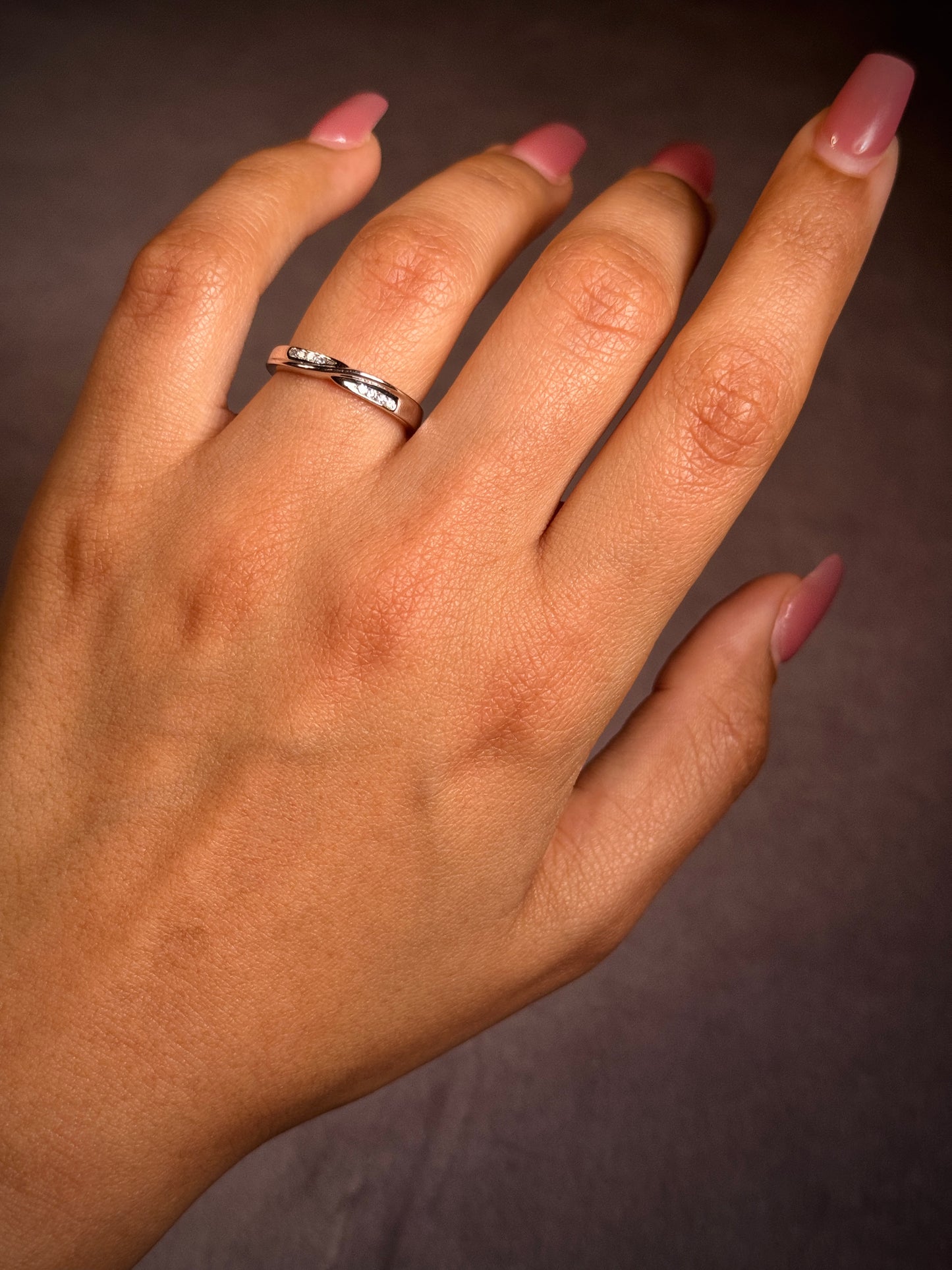 Diamond set wedding ring, 18K White Gold, T=0.08ct.