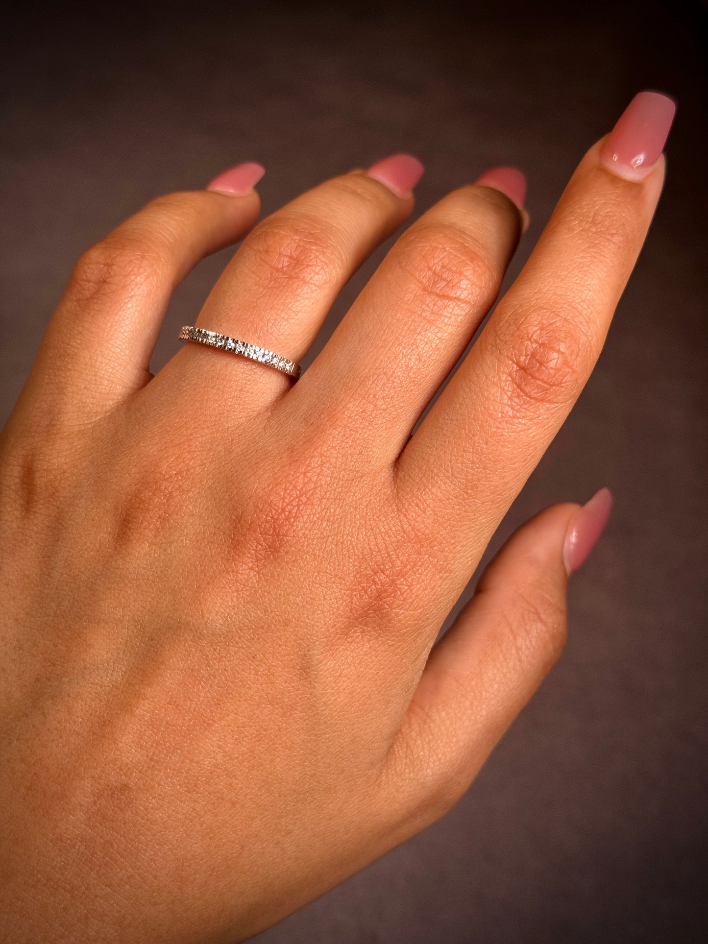 Diamond Set Band 18K White Gold T=0.14ct