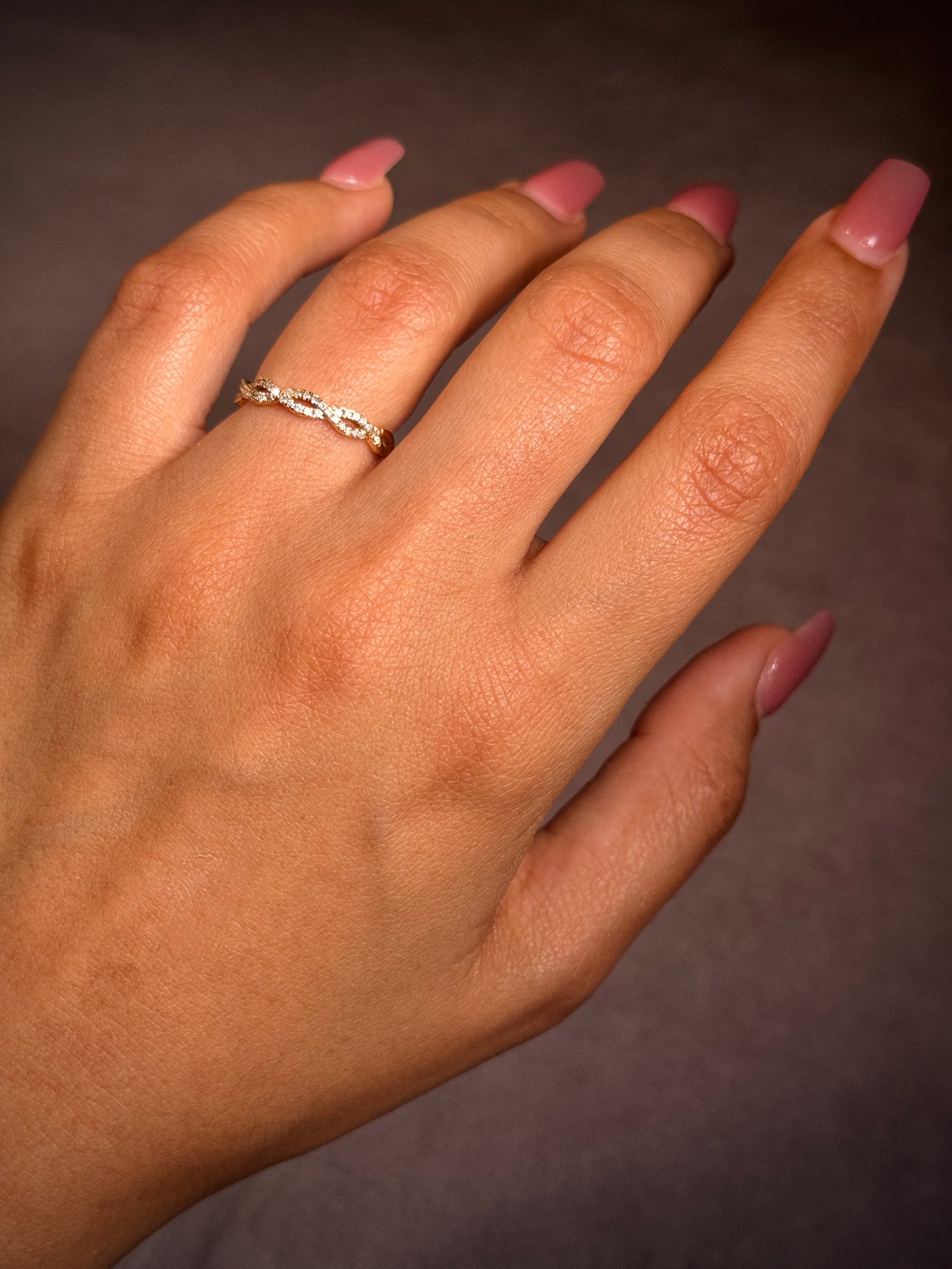 Diamond Set Infinity Ring 18K Yellow Gold T=0.22ct