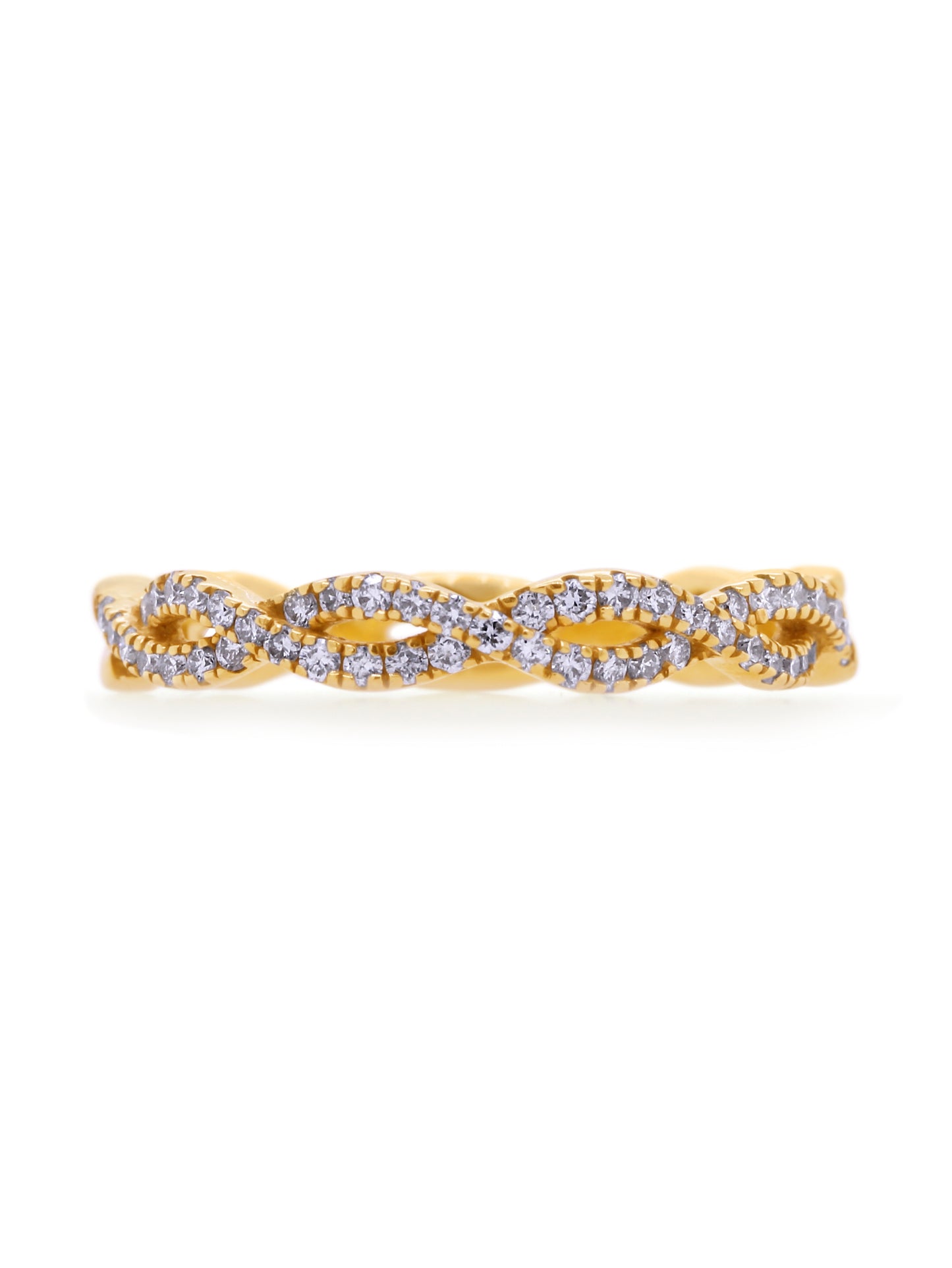 Diamond Set Infinity Ring 18K Yellow Gold T=0.22ct