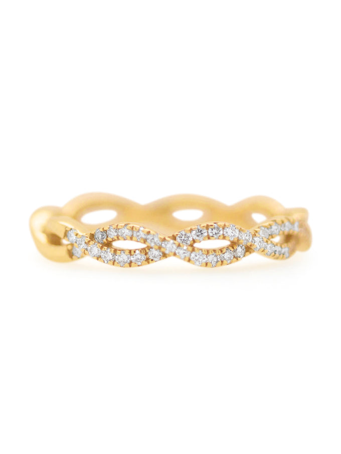 Diamond Set Infinity Ring 18K Yellow Gold T=0.22ct