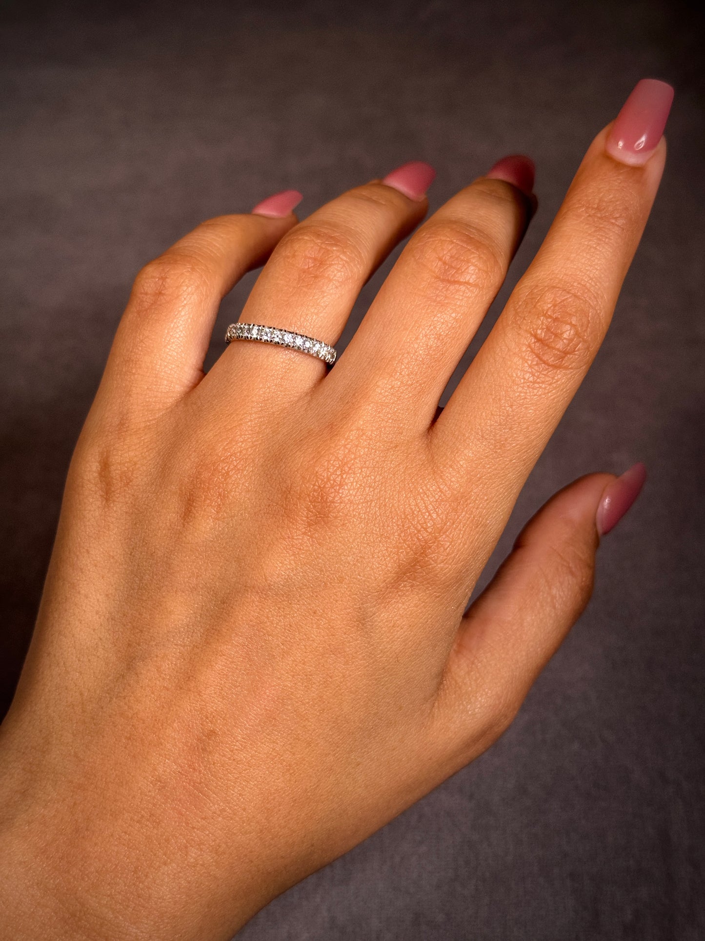 Diamond Set Band 18K White Gold T=0.41ct