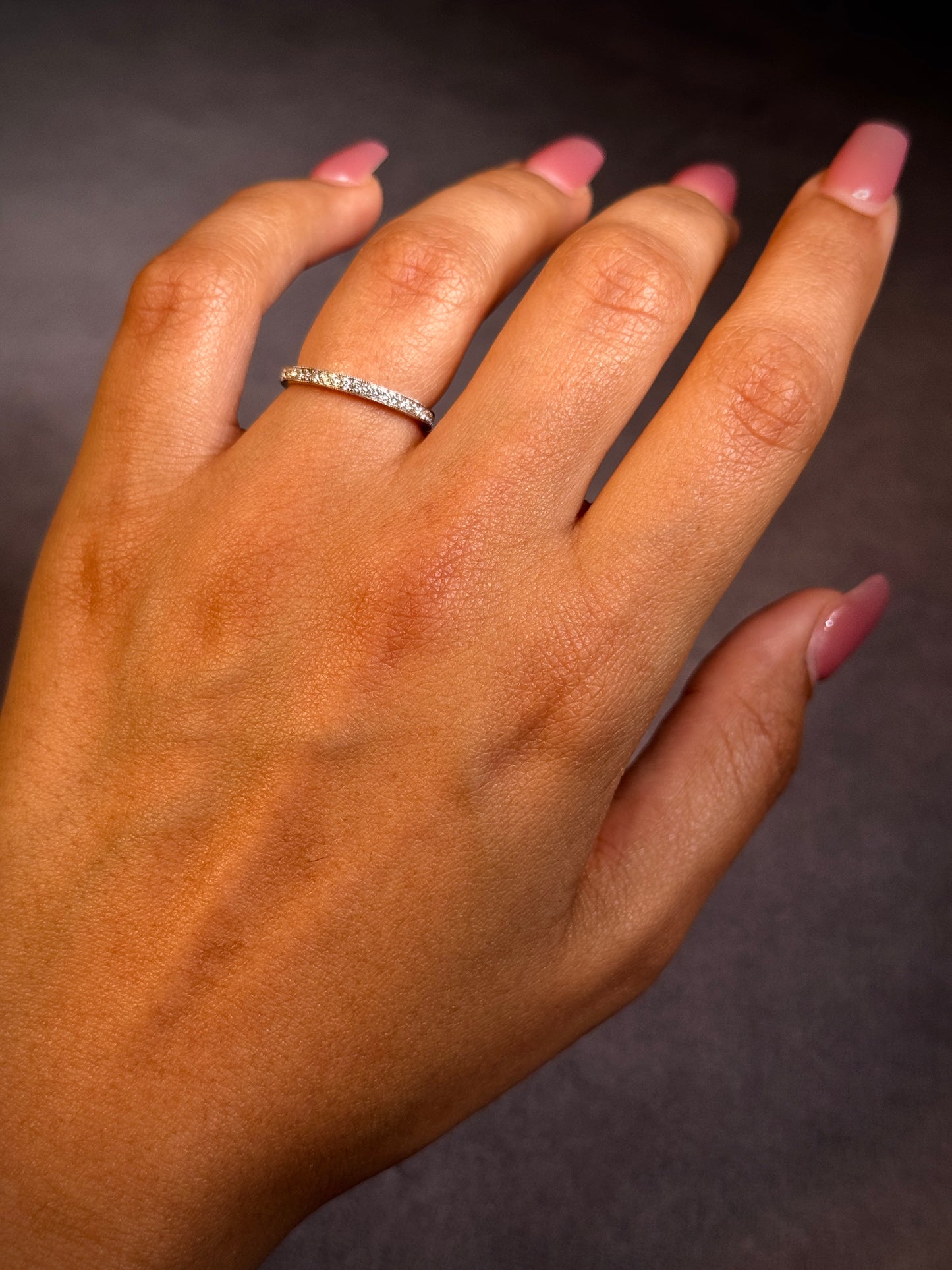 Diamond Set Band 18K White Gold T=0.16ct