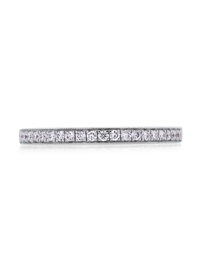 Diamond Set Band 18K White Gold T=0.16ct