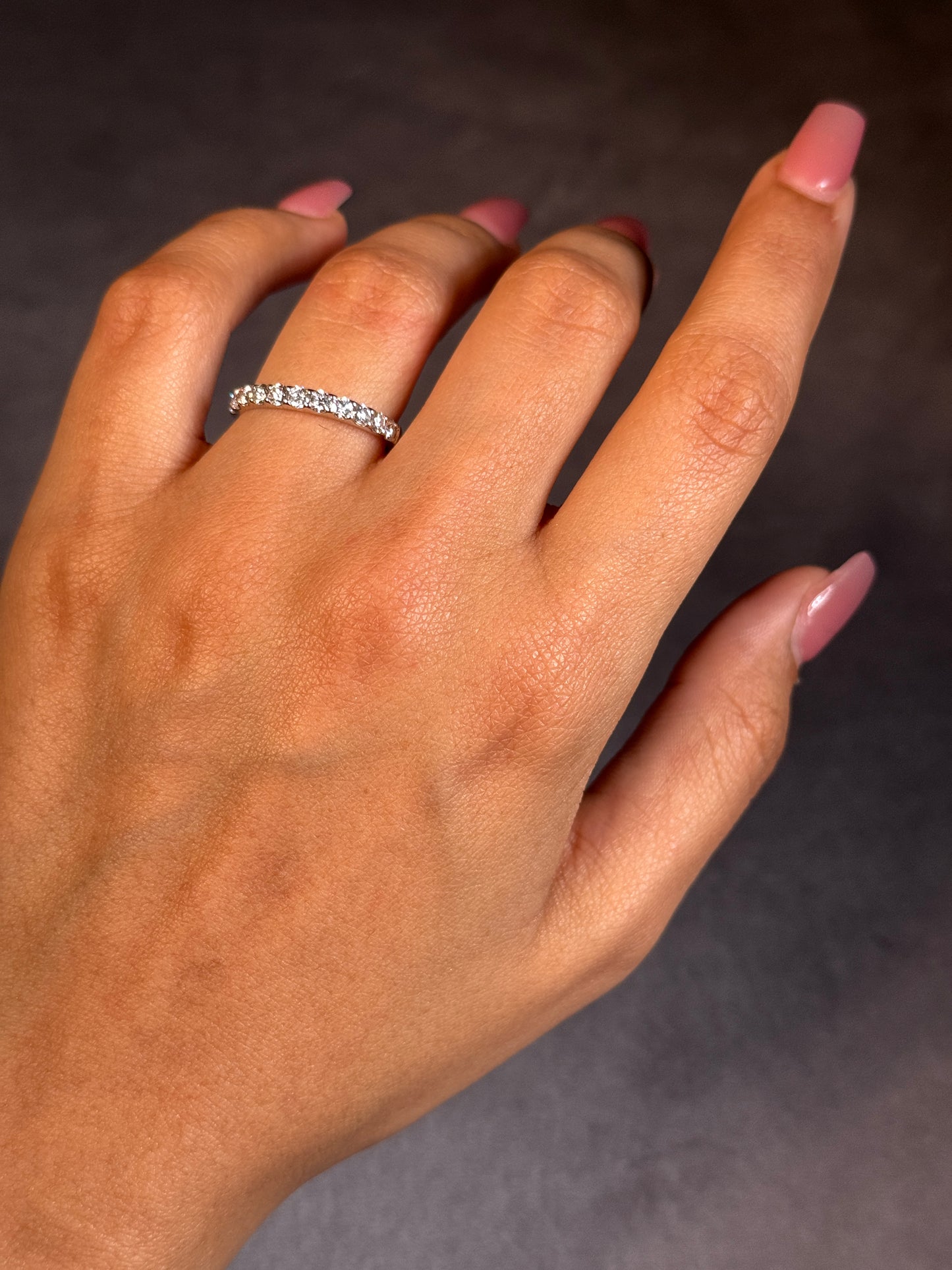 Lab Grown 0.73 Carat Diamond Band Claw Set in 18 Carat White Gold