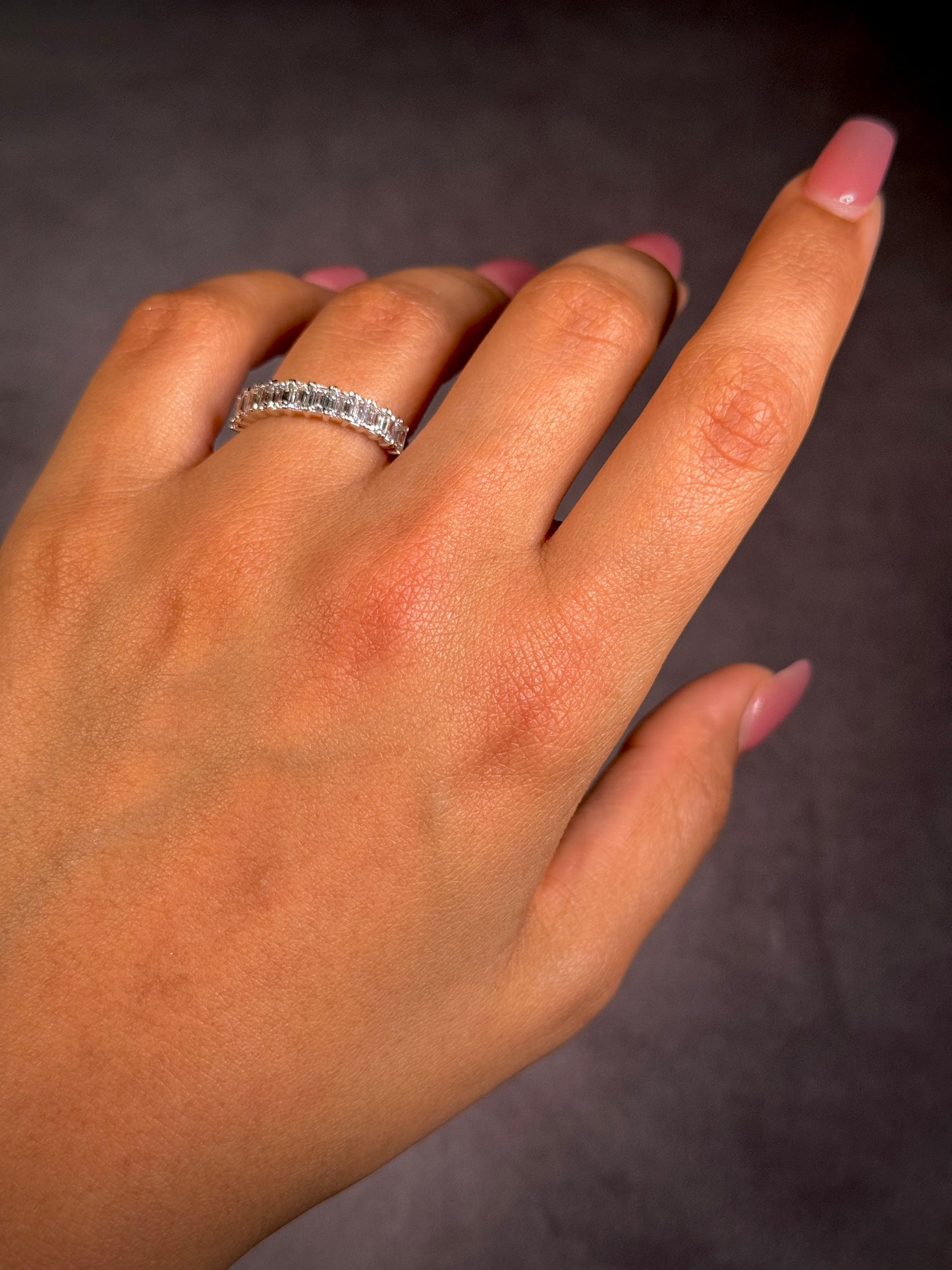 Lab Grown 1.20 Carat Emerald Cut Diamonds in 18 Carat White Gold Ring