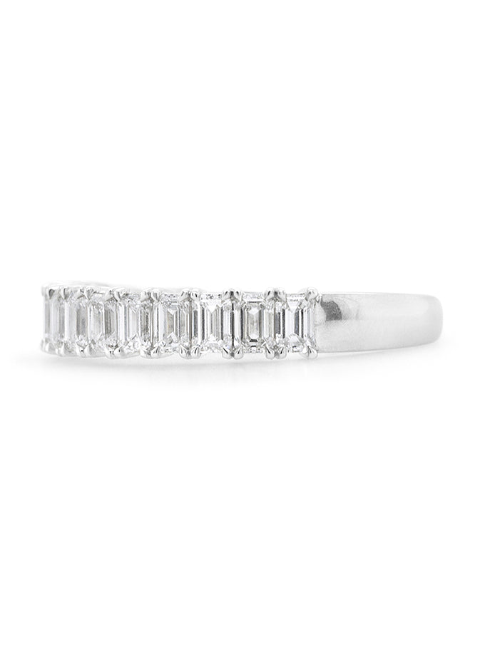 Lab Grown 1.20 Carat Emerald Cut Diamonds in 18 Carat White Gold Ring