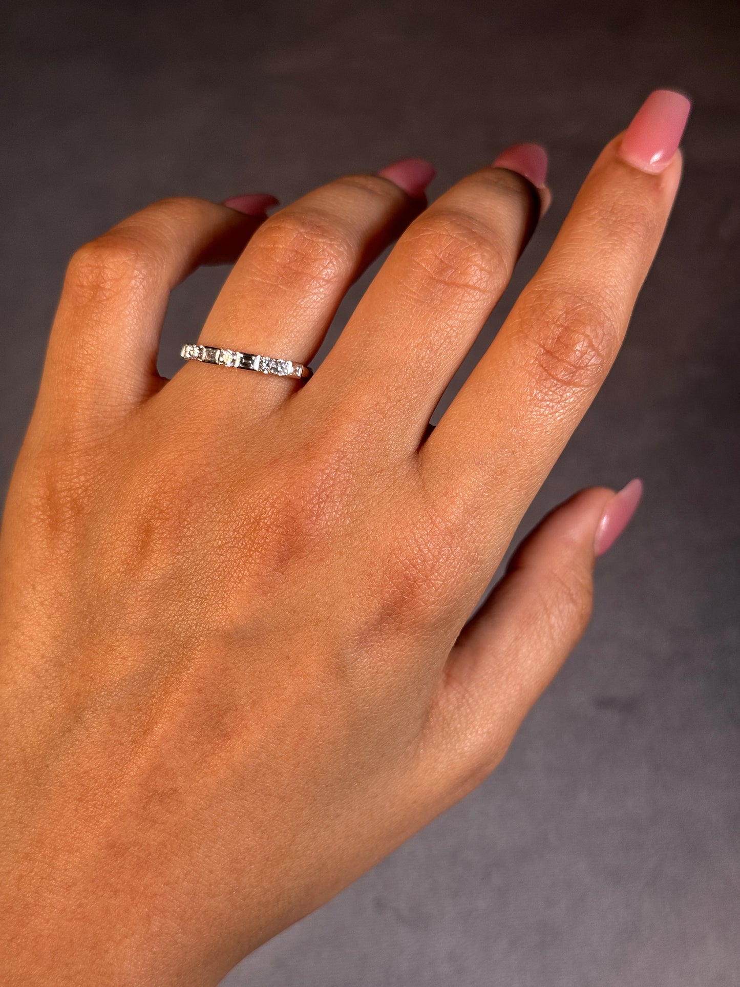 Lab Grown 0.46 Carat Baguette & RBC Diamond Band in 18K White Gold