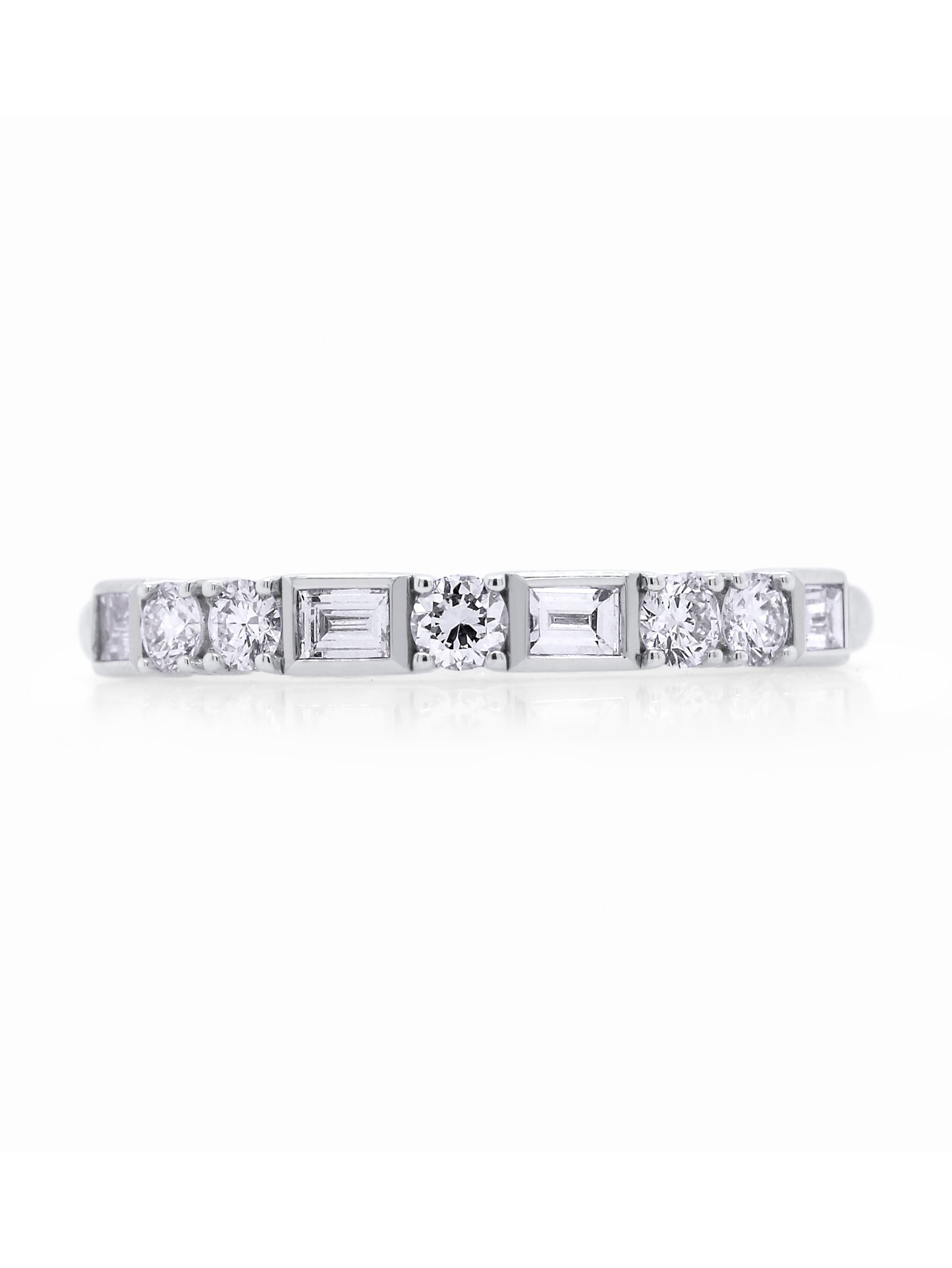 Lab Grown 0.46 Carat Baguette & RBC Diamond Band in 18K White Gold