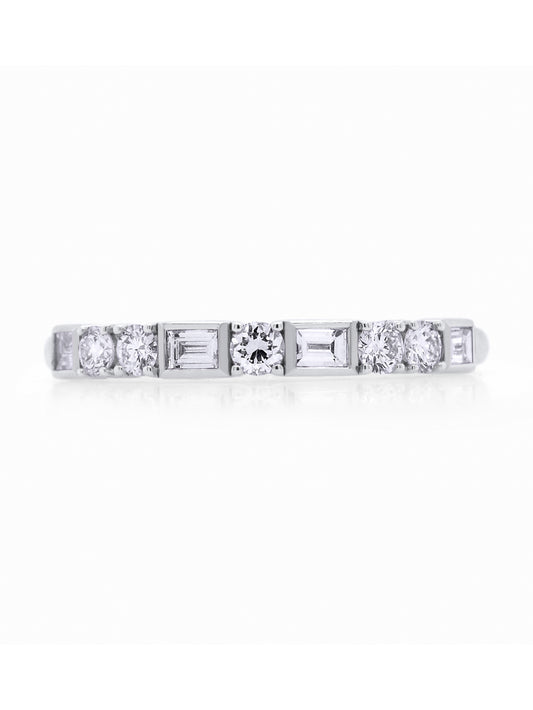 Lab Grown 0.46 Carat Baguette & RBC Diamond Band in 18K White Gold