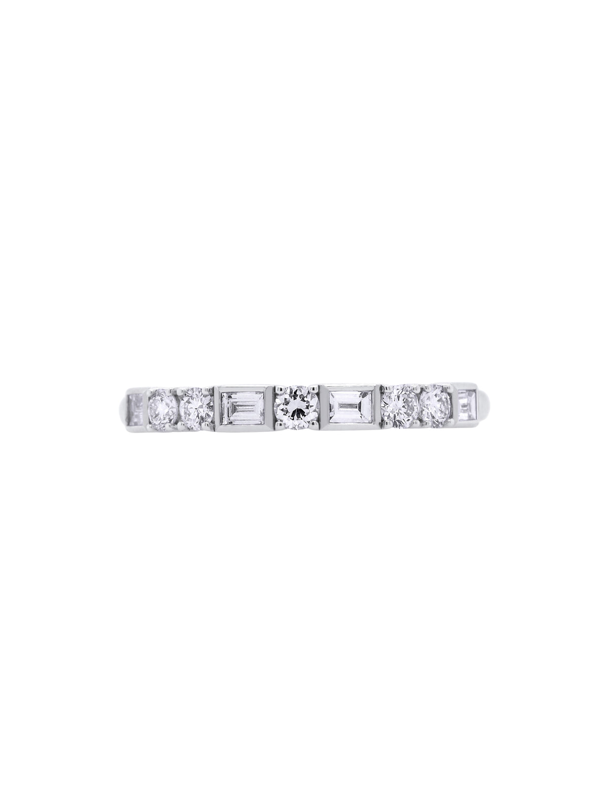 Lab Grown 0.46 Carat Baguette & RBC Diamond Band in 18K White Gold