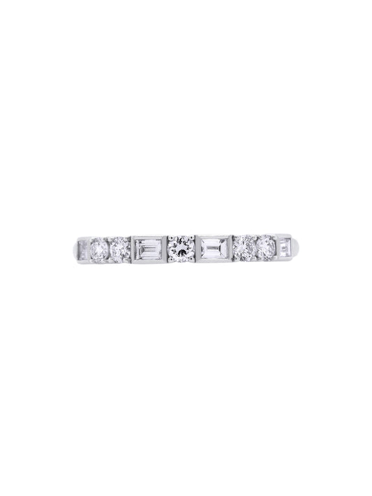 Lab Grown 0.46 Carat Baguette & RBC Diamond Band in 18K White Gold