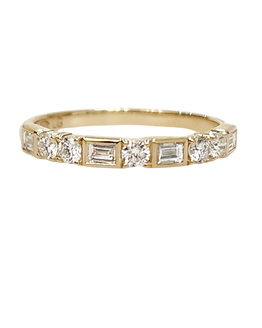 Lab Grown 0.46 Carat Baguette & RBC Diamond Band in 18K Yellow Gold