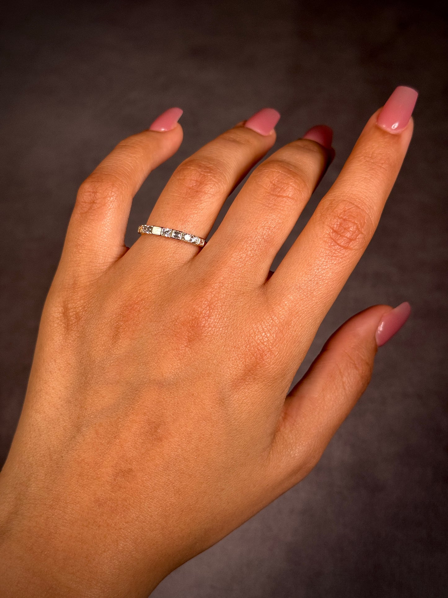 Lab Grown 0.46 Carat Baguette & RBC Diamond Band in 18K Yellow Gold