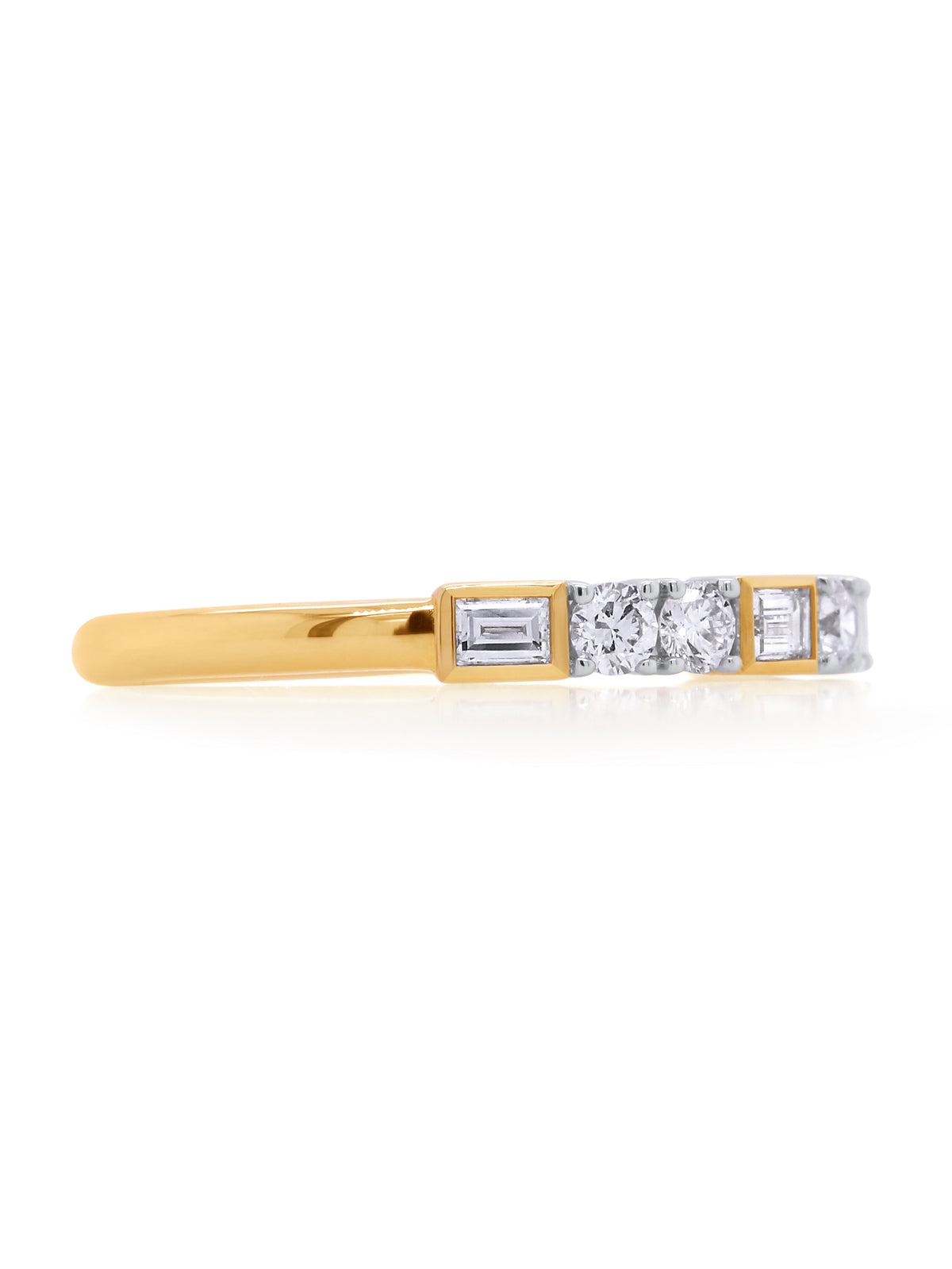 Lab Grown 0.46 Carat Baguette & RBC Diamond Band in 18K Yellow Gold