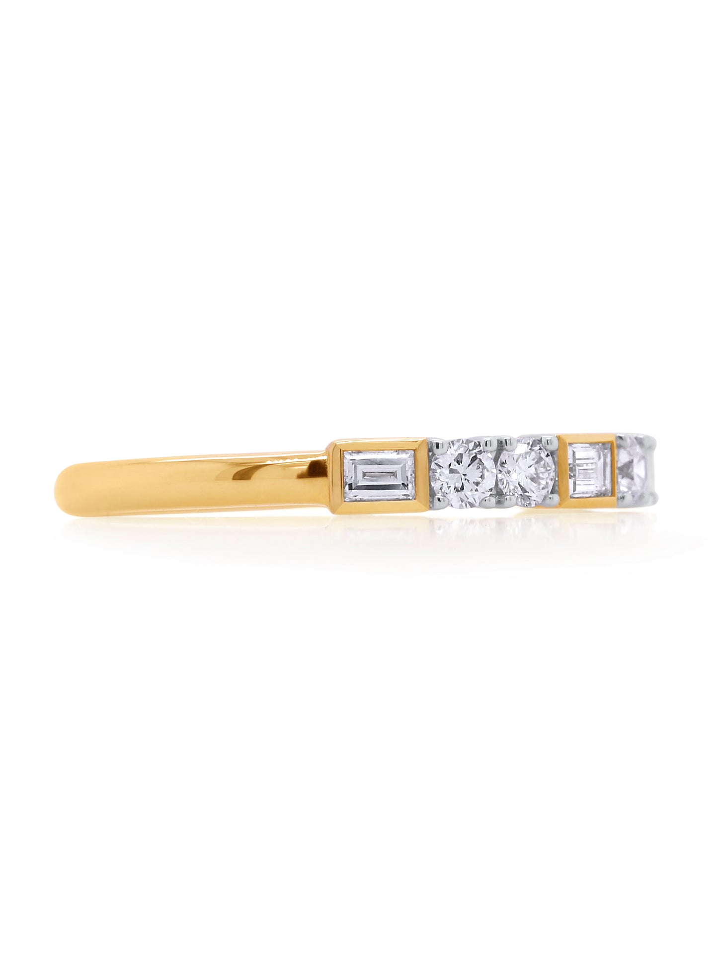 Lab Grown 0.46 Carat Baguette & RBC Diamond Band in 18K Yellow Gold