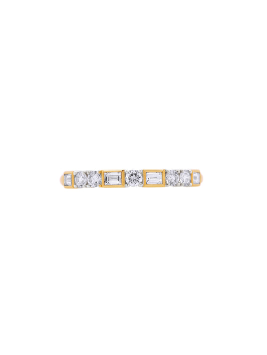 Lab Grown 0.46 Carat Baguette & RBC Diamond Band in 18K Yellow Gold