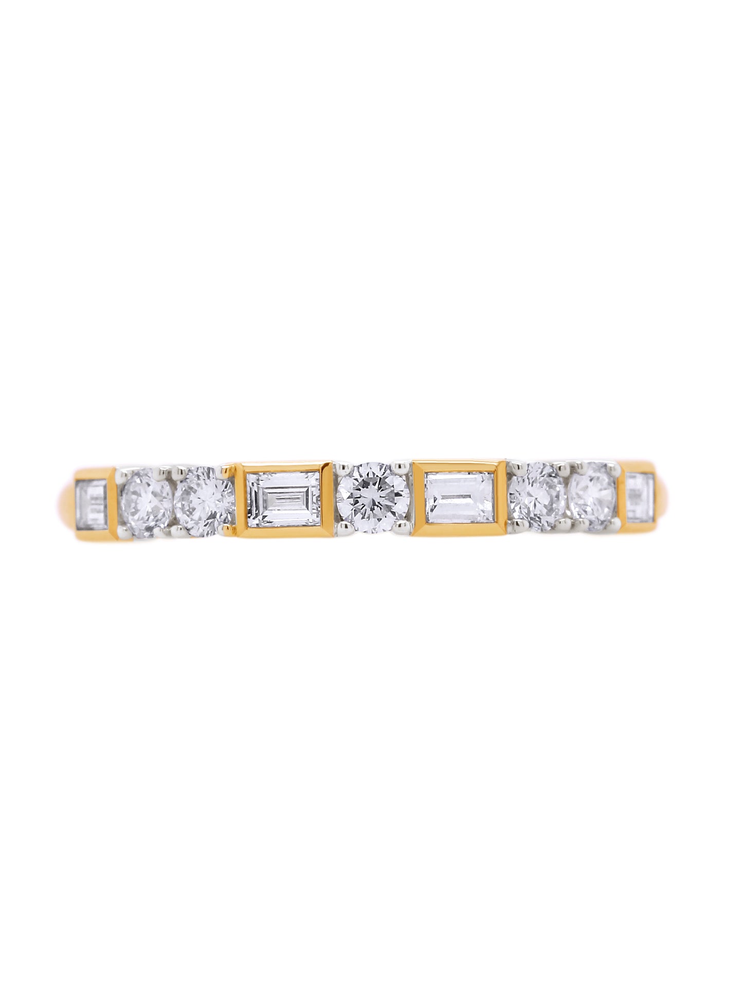 Lab Grown 0.46 Carat Baguette & RBC Diamond Band in 18K Yellow Gold