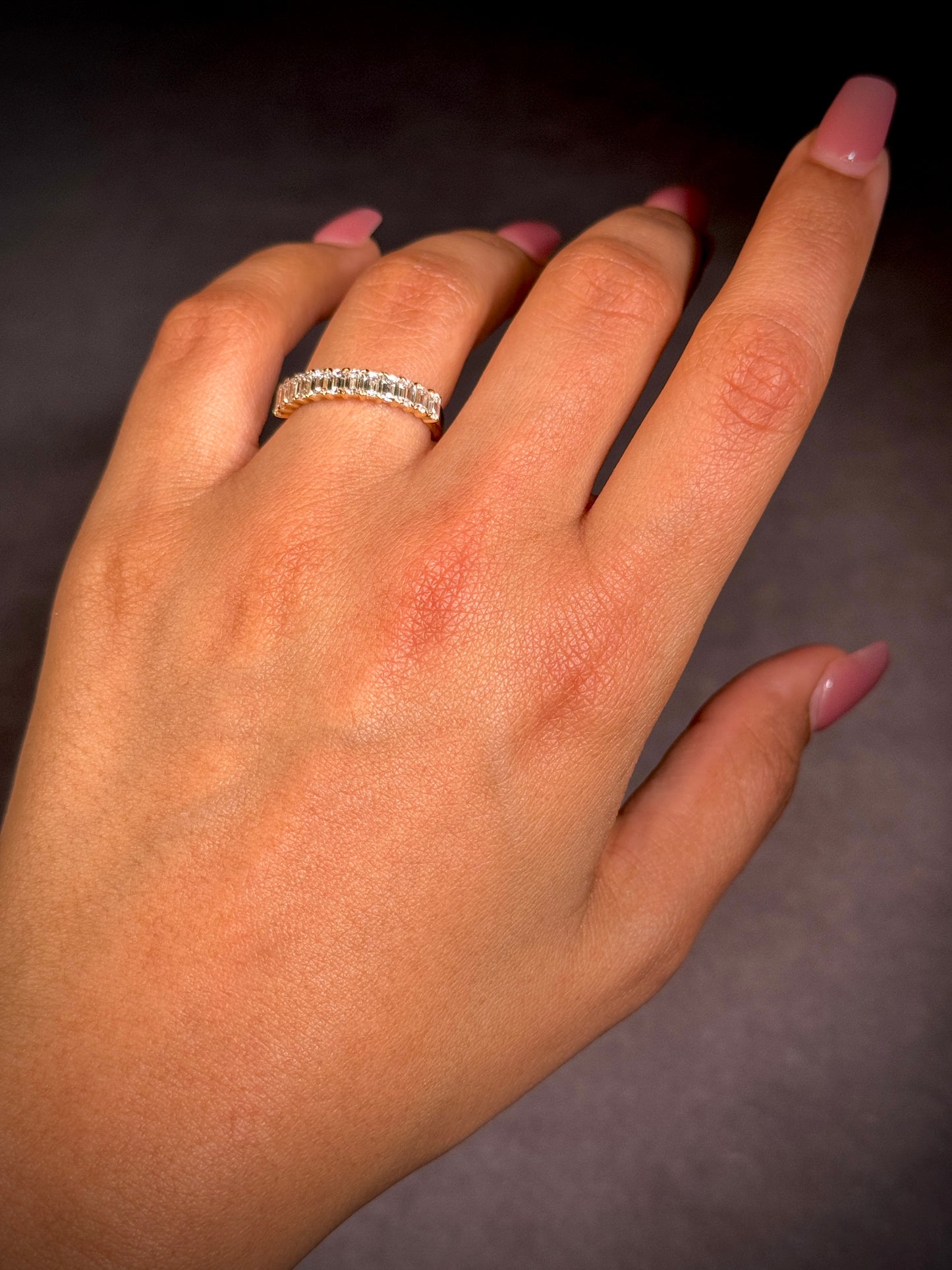 Lab Grown 1.20 Carat Emerald Cut Diamonds in 9 Carat Yellow Gold Ring