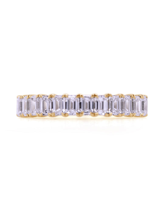 Lab Grown 1.20 Carat Emerald Cut Diamonds in 9 Carat Yellow Gold Ring