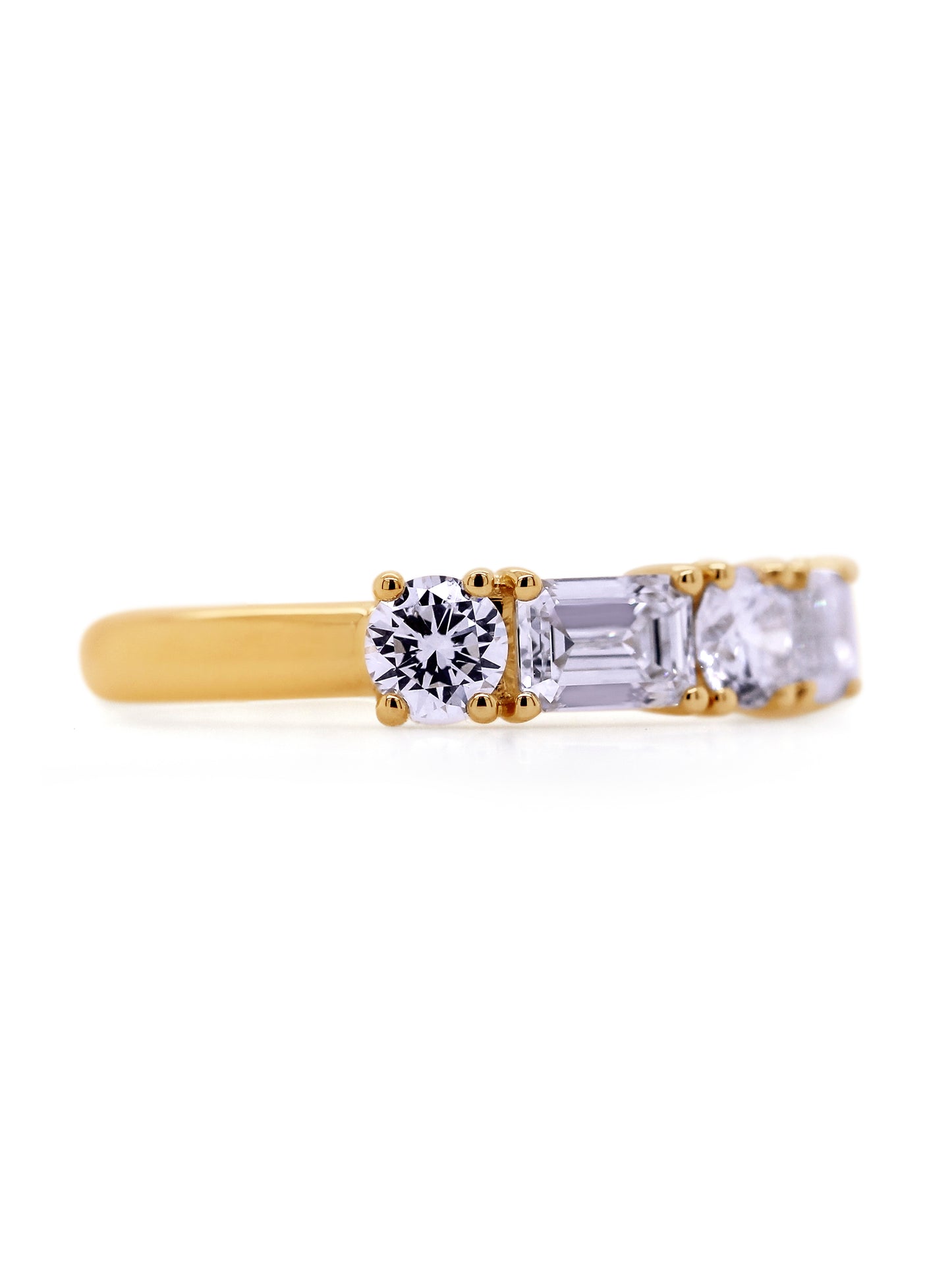Lab Grown Emerald & RBC Diamond Ring in 9 Carat Yellow Gold, T=1.75ct