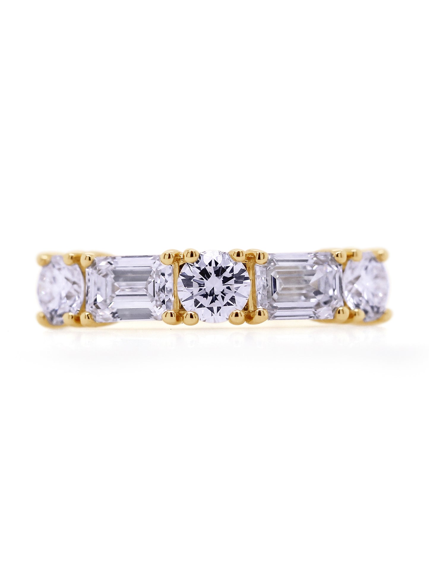 Lab Grown Emerald & RBC Diamond Ring in 9 Carat Yellow Gold, T=1.75ct