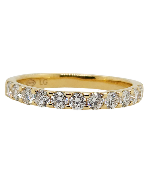 Lab Grown 0.73 Carat Diamond Band Claw Set in 18 Carat Yellow Gold
