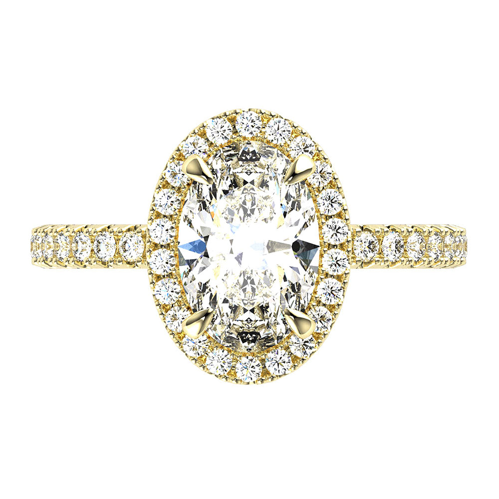 Shoulder Setting Sally-Oval Cut Diamond, Lab Grown Diamond Halo & Shoulder setting. – G ...