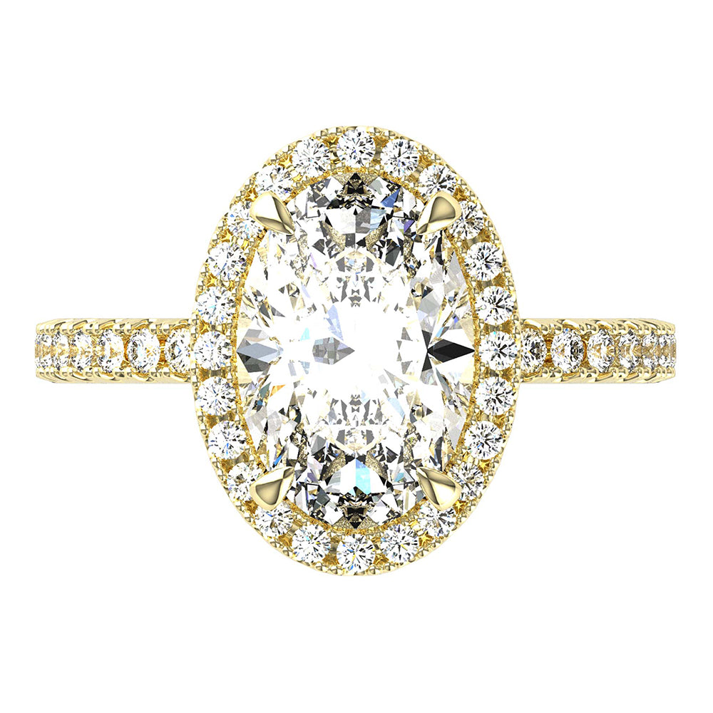 Shoulder Setting Sally-Oval Cut Diamond, Lab Grown Diamond Halo & Shoulder setting. – G ...