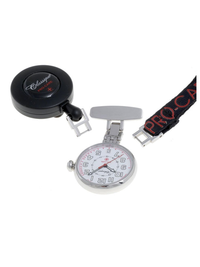Nurses Watch, Classique Pro Care Rhodium Fob Date