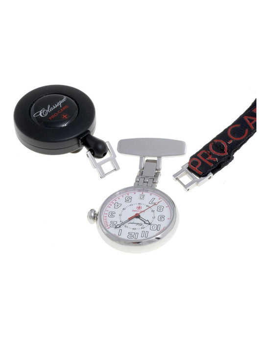 Nurses Watch, Classique Pro Care Rhodium Fob Date