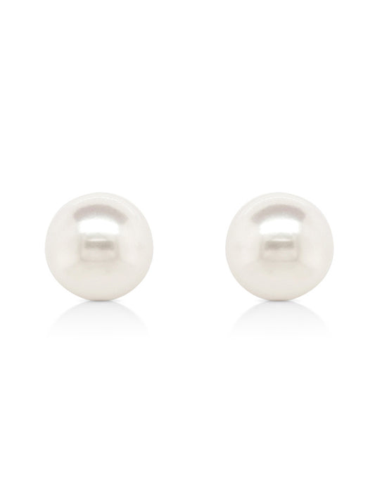Freshwater Pearl Stud Ear Rings, 7-7.5mm, 9K Yellow Gold.