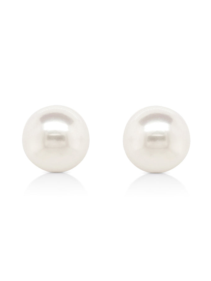Freshwater Pearl Studs, 18K White Gold, 8-8.5mm