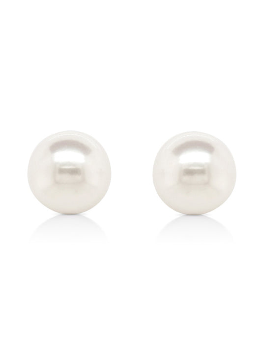Freshwater Pearl Stud Ear Rings, 9K Yellow Gold.