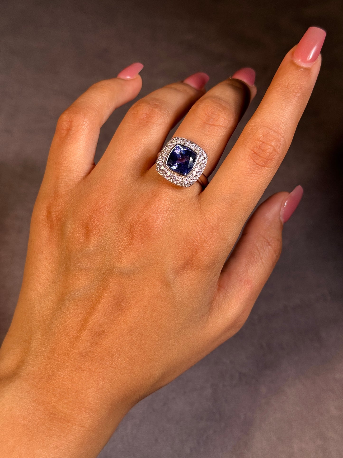 Georges Guillaume Designer, Tanzanite & Diamond set in 18K White Gold.