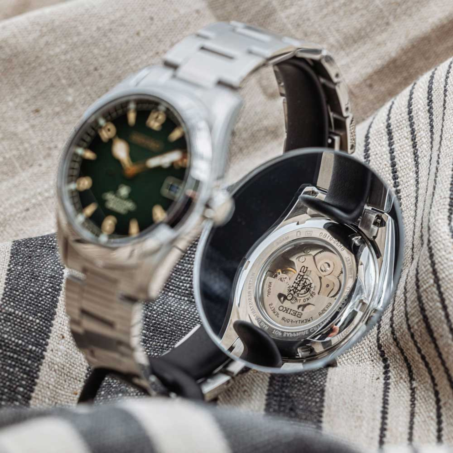 Seiko SPB155J1 Prospex Mens Steel automatic bracelet watch.