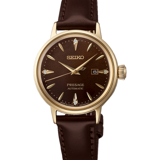 Seiko SRE020J GP Diamond Set Presage, Leather Strap